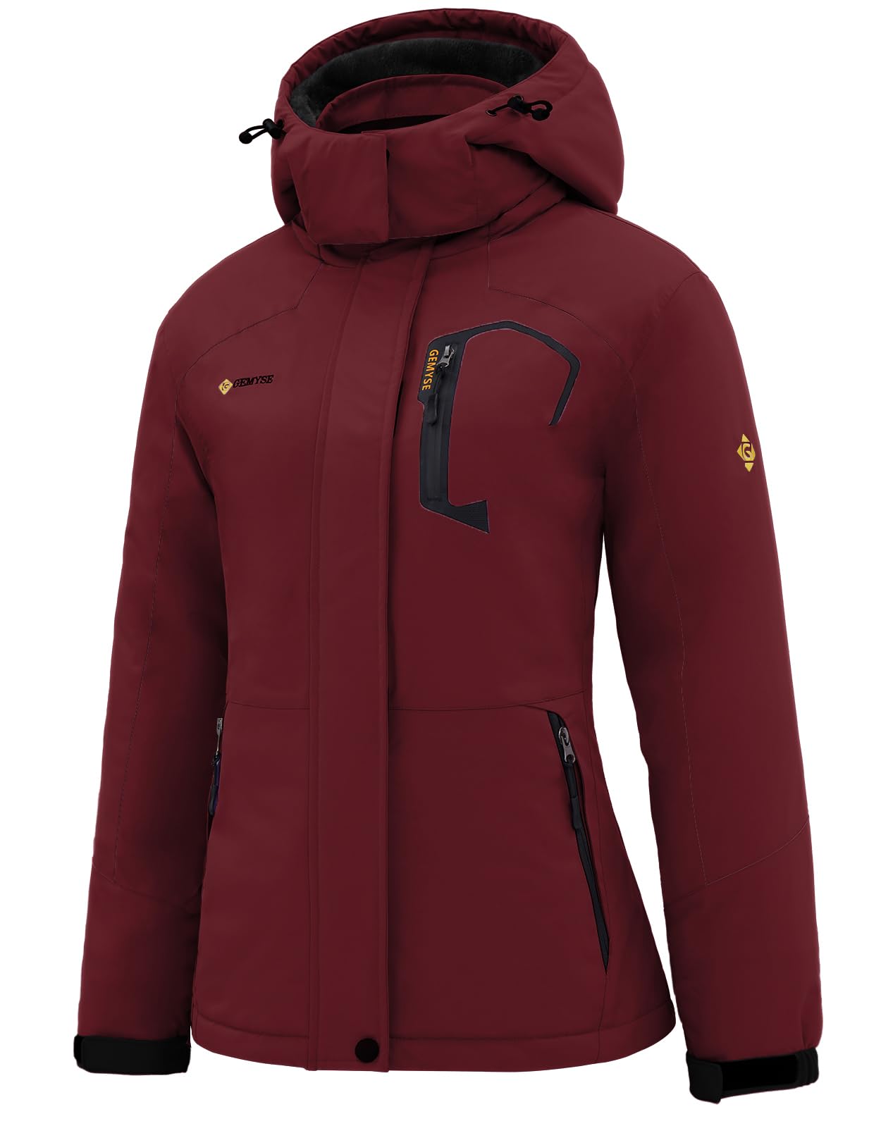 GEMYSE Women's Ski Snow Jacket Warm Winter Waterproof Coat Snowboard Rain Jacket Hooded Windproof Windbreaker